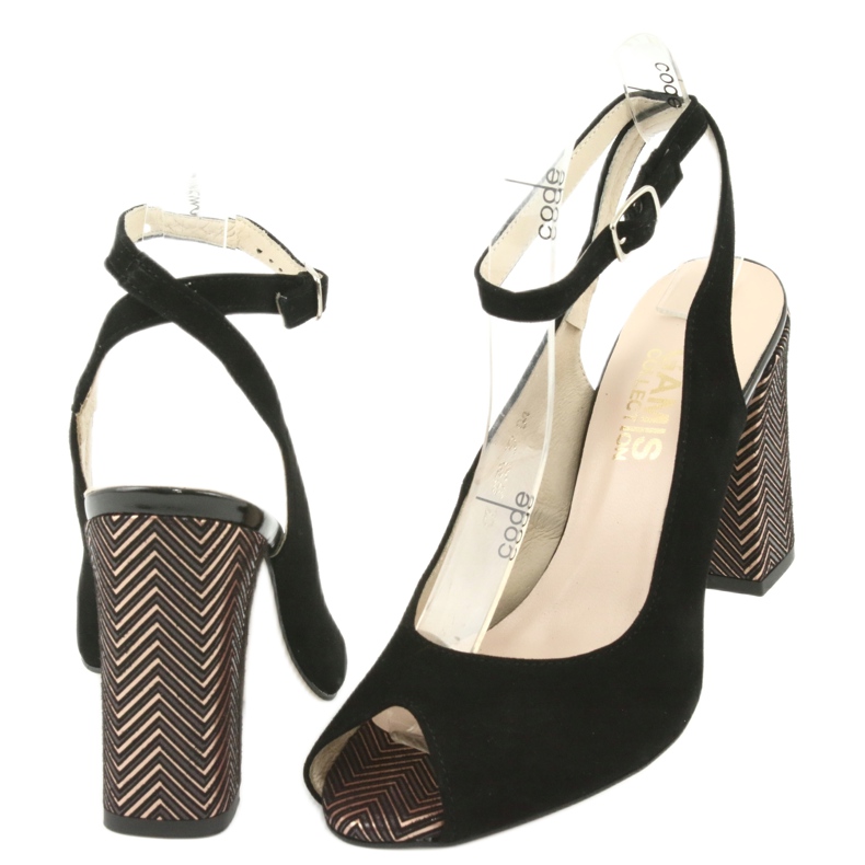 Gamis Sandálias de couro preto feminino preto 3930 4