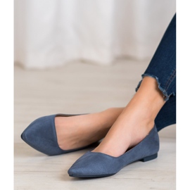 SHELOVET Suede Ballerina In Spitz azul 2