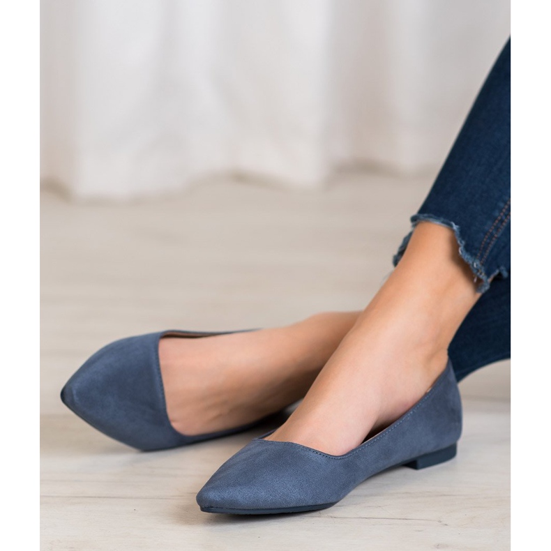 SHELOVET Suede Ballerina In Spitz azul 2