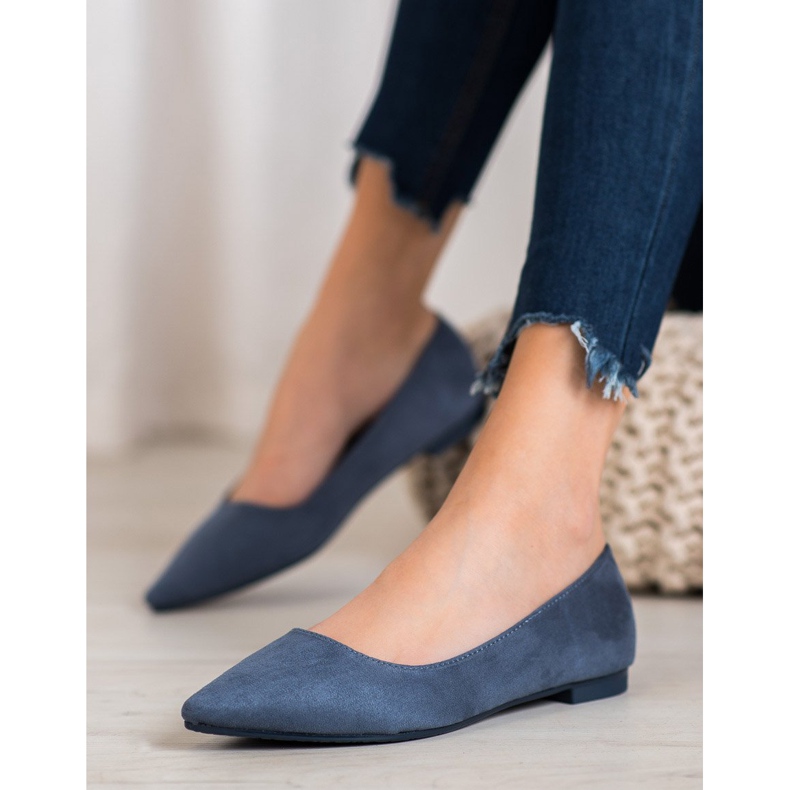 SHELOVET Suede Ballerina In Spitz azul 1