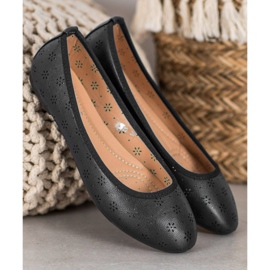 Fama Bailarinas com padrão Openwork preto 2 Fama Bailarinas com padrão Openwork preto 2