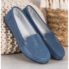 Mocassins de couro com glitter VINCEZA azul 1