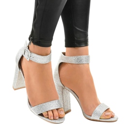 Bombas de glitter abertos prata ZY-161 cinza 1