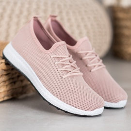 SHELOVET Sapatos confortáveis ​​na plataforma rosa 1