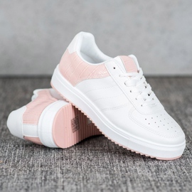 SHELOVET Sapatos elegantes na plataforma branco rosa 1