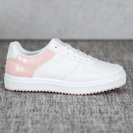 SHELOVET Sapatos elegantes na plataforma branco rosa 2