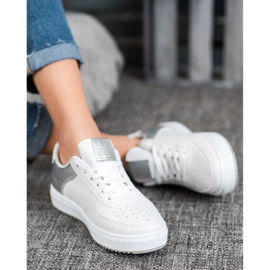 SHELOVET Sapatos elegantes na plataforma branco cinza 1