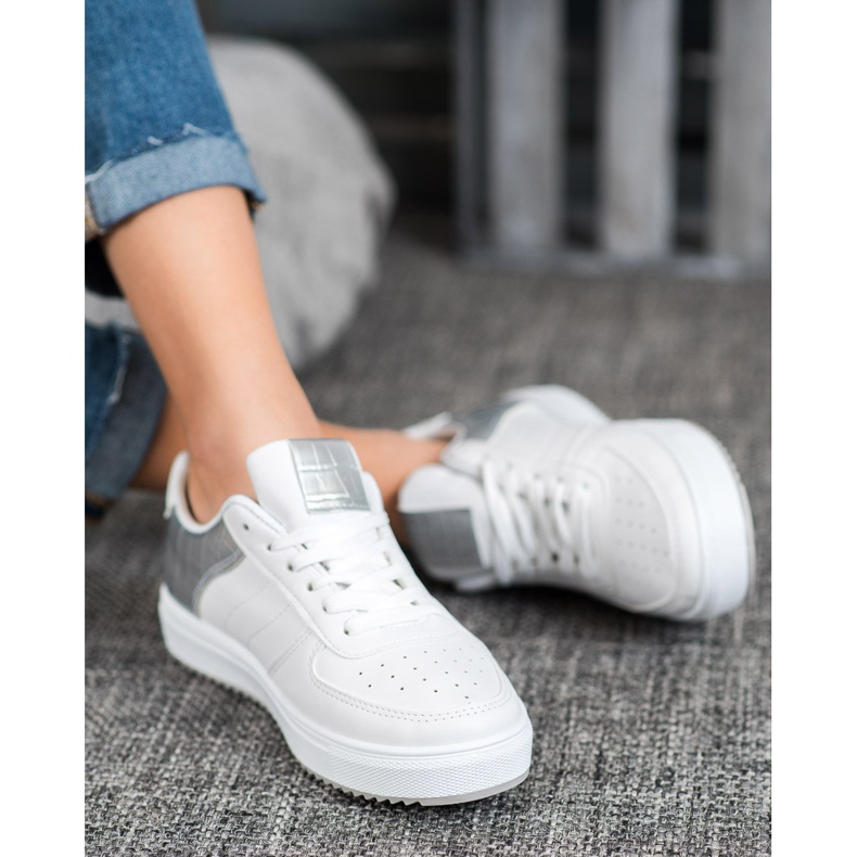 SHELOVET Sapatos elegantes na plataforma branco cinza 1