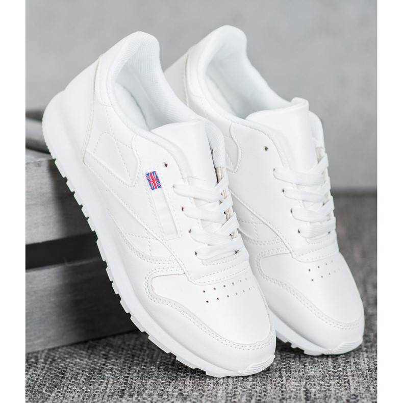 SHELOVET Sapatos amarrados em couro ecológico branco 2