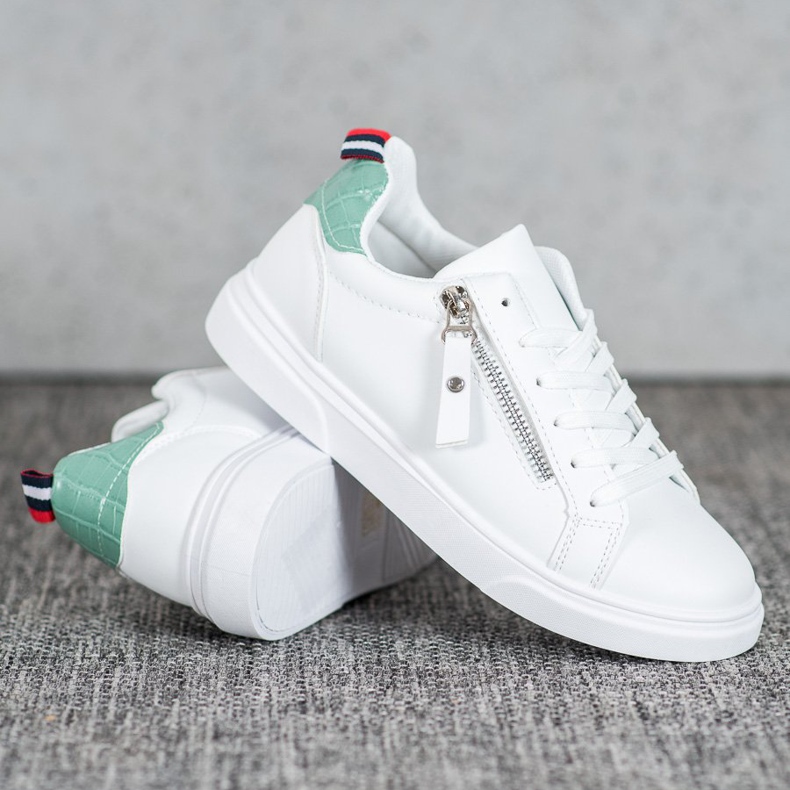 SHELOVET Sapatos esportivos com zíper decorativo branco 1