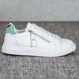 SHELOVET Sapatos esportivos com zíper decorativo branco 2