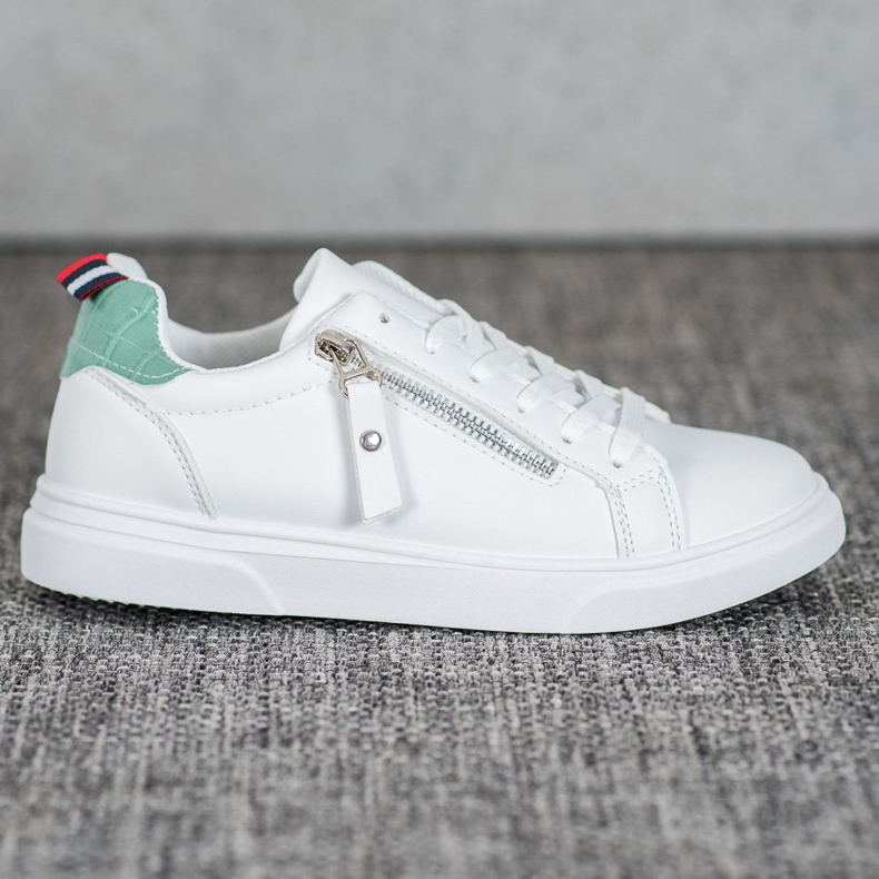 SHELOVET Sapatos esportivos com zíper decorativo branco 2