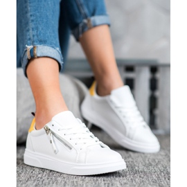 SHELOVET Sapatos esportivos com zíper decorativo branco 2