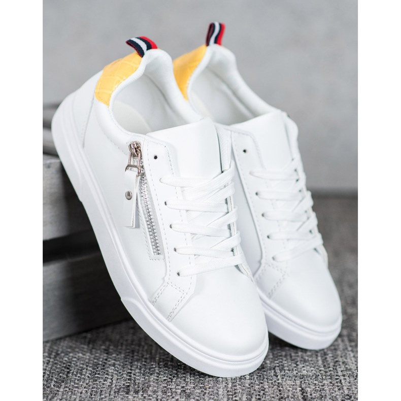 SHELOVET Sapatos esportivos com zíper decorativo branco 1
