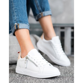 SHELOVET Sapatos esportivos com zíper decorativo branco 1