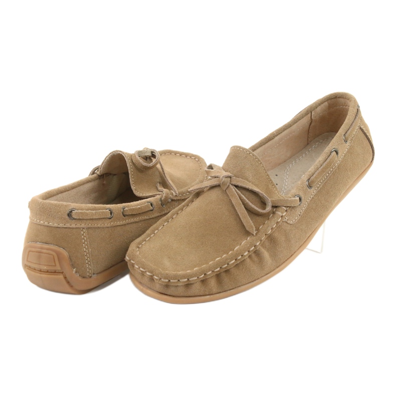 Mocassins femininos de couro American Club JK08 bege 4