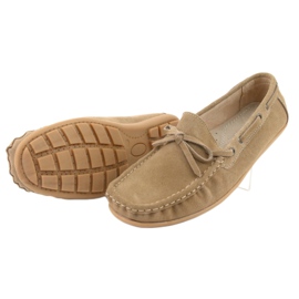 Mocassins femininos de couro American Club JK08 bege 5