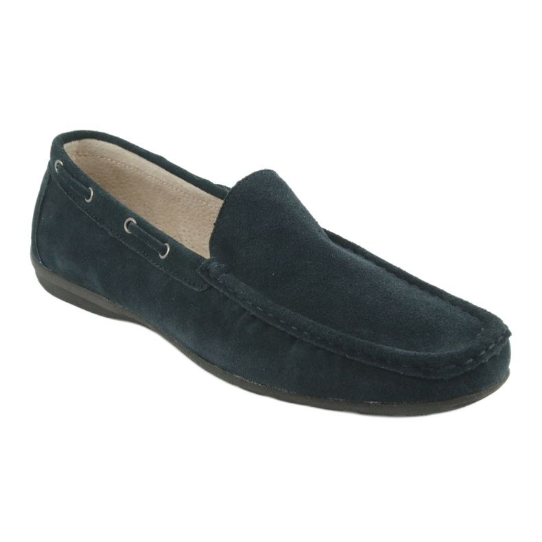 American Club Mocassins de couro. Camurça marinha azul americano jk02 1