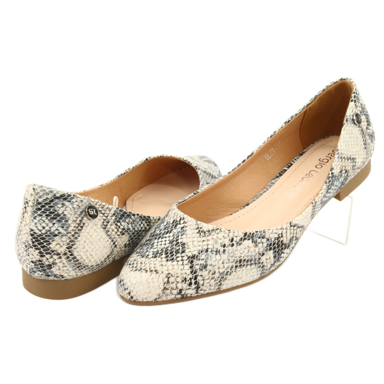 Bailarinas com padrão animal Sergio Leone BL611 castanho cinza 4 Bailarinas com padrão animal Sergio Leone BL611 castanho cinza 4