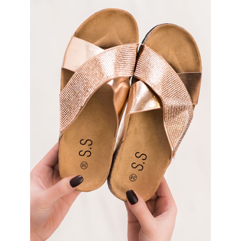 SHELOVET Chinelos clássicos dourados 1