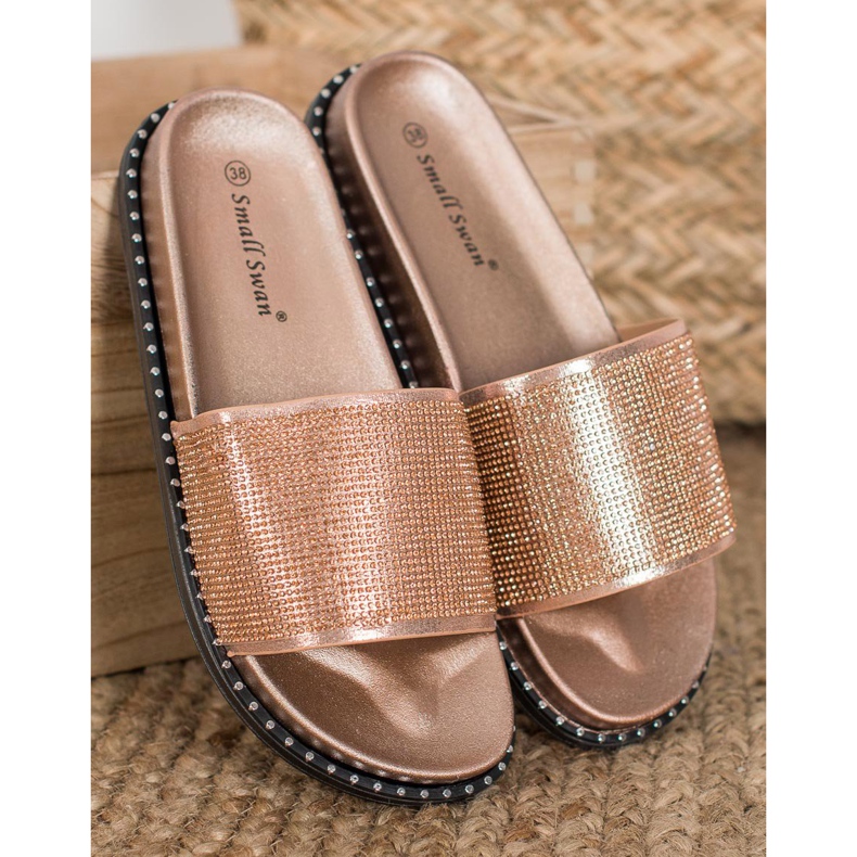 SHELOVET Chinelos elegantes com zircônia cúbica amarelo 2