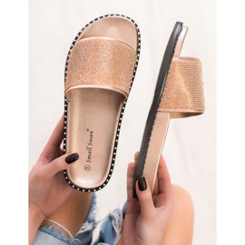 SHELOVET Chinelos elegantes com zircônia cúbica amarelo 1