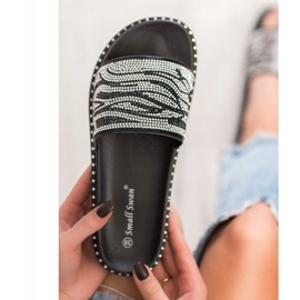 SHELOVET Chinelos elegantes com zircônia cúbica preto cinza 1