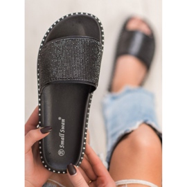 SHELOVET Chinelos elegantes com zircônia cúbica preto 1