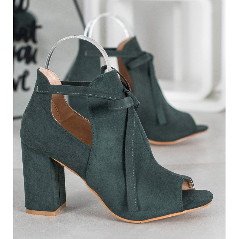 Botas VINCEZA de ponta aberta amarrada verde 1