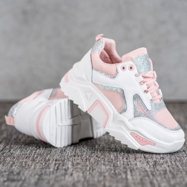 Seastar Tênis elegantes com brilho branco rosa 1