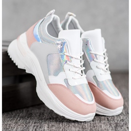 SHELOVET Tênis confortáveis ​​na plataforma branco multicolorido 1