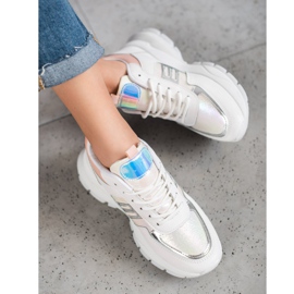 SHELOVET Tênis de couro ecológico da moda branco multicolorido 1