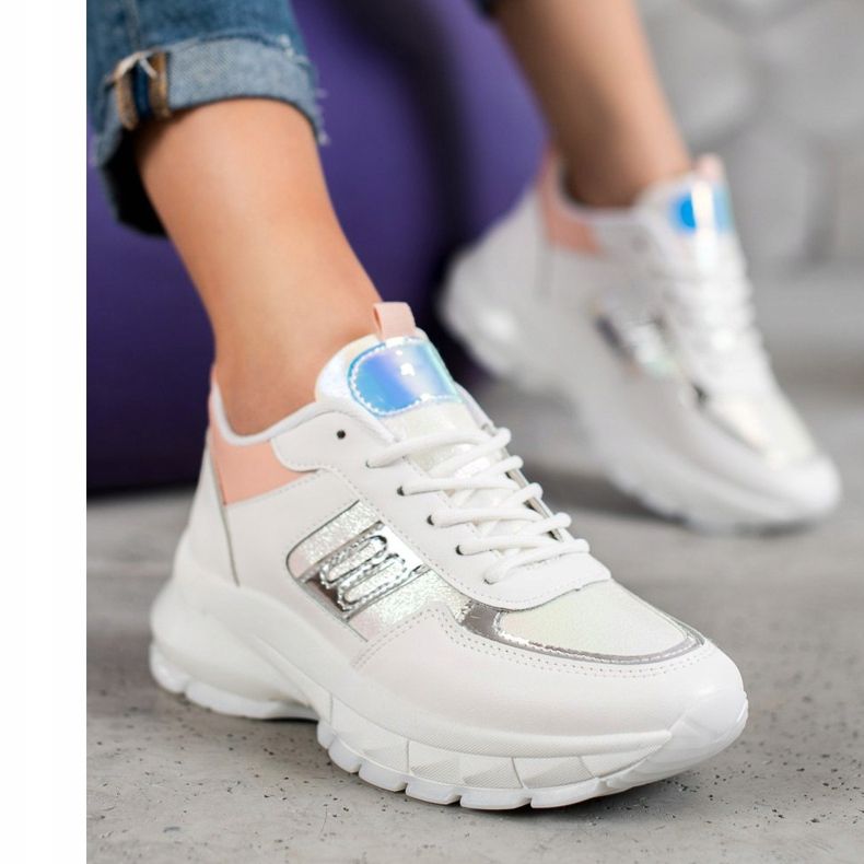 SHELOVET Tênis de couro ecológico da moda branco multicolorido 2