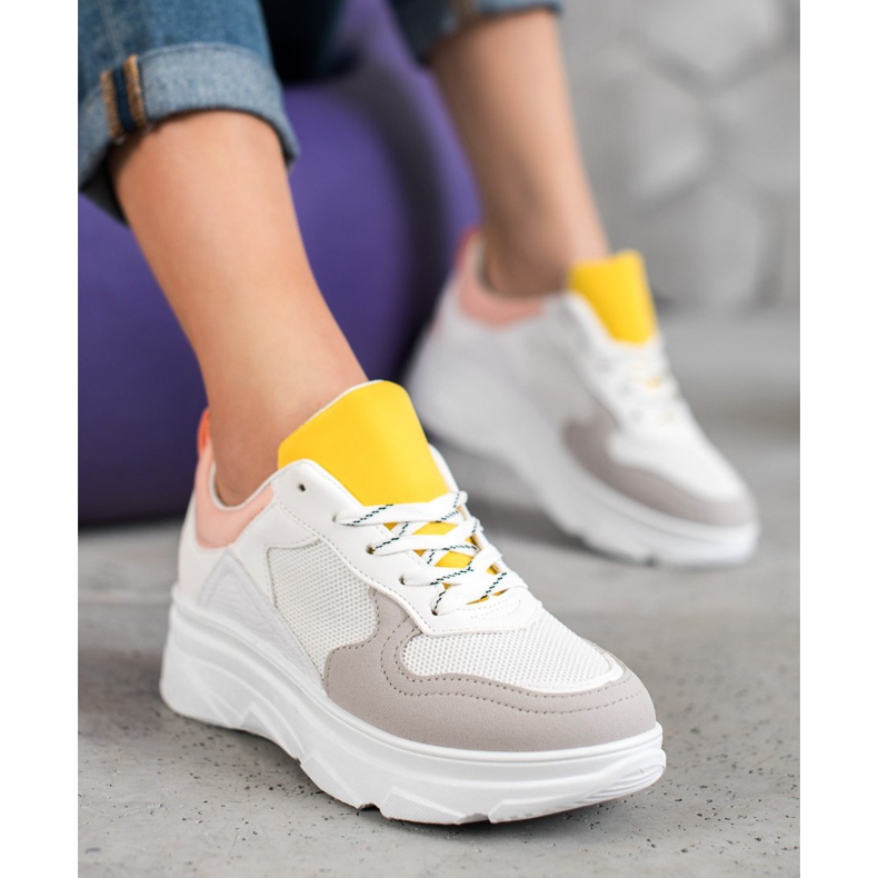 SHELOVET Tênis casuais de couro ecológico branco multicolorido 1