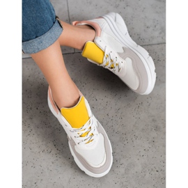 SHELOVET Tênis casuais de couro ecológico branco multicolorido 2