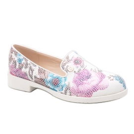 Sapatos clássicos de jazz brancos com flores ZQ630-3 multicolorido 1 Sapatos clássicos de jazz brancos com flores ZQ630-3 multicolorido 1
