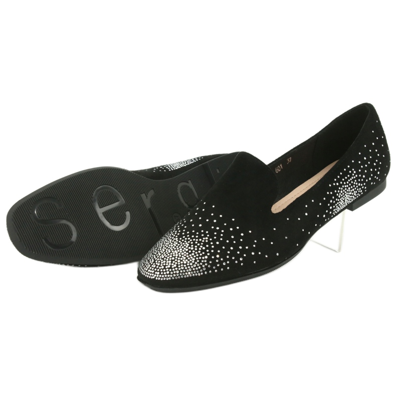 Sergio Leone Ballerinas femininas com zircões pretos 601 5