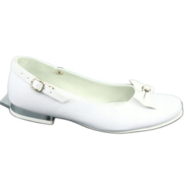 Miko Ballerinas de comunhão branca infantil com um arco 806 branco 4