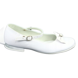 Miko Ballerinas de comunhão branca infantil com um arco 806 branco 5