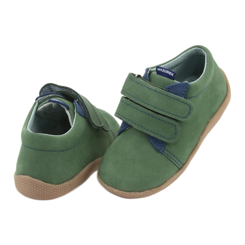 Sapatos infantis de couro para velcro verde 305 Mazurek 4