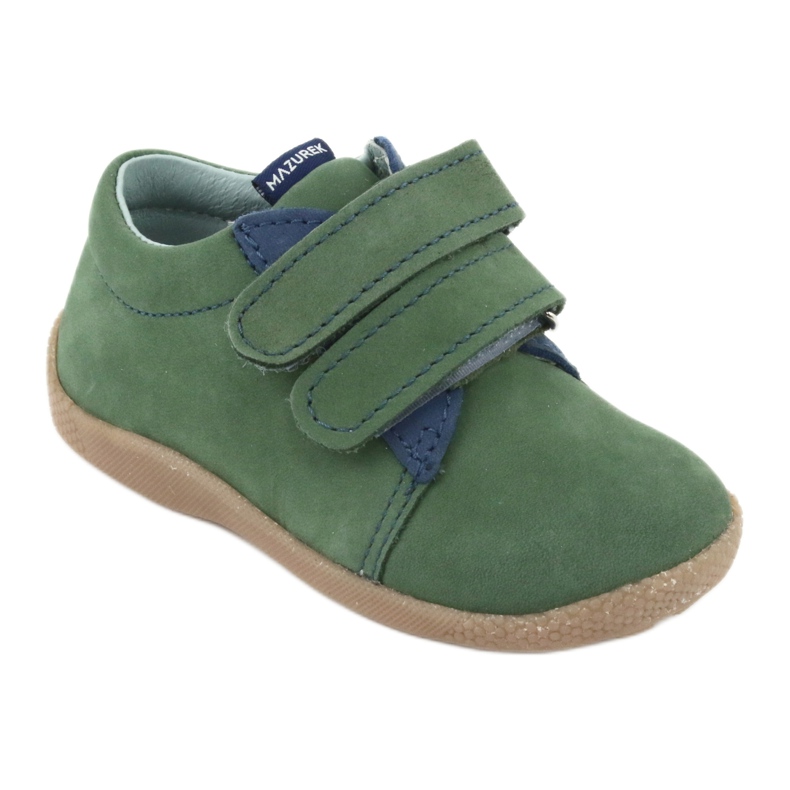 Sapatos infantis de couro para velcro verde 305 Mazurek 1