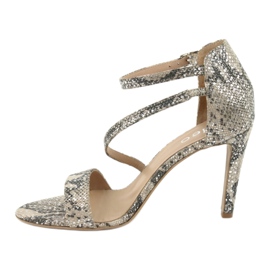 Sandálias de couro com alfinete Edeo 3344 cobra / bege cinza 2