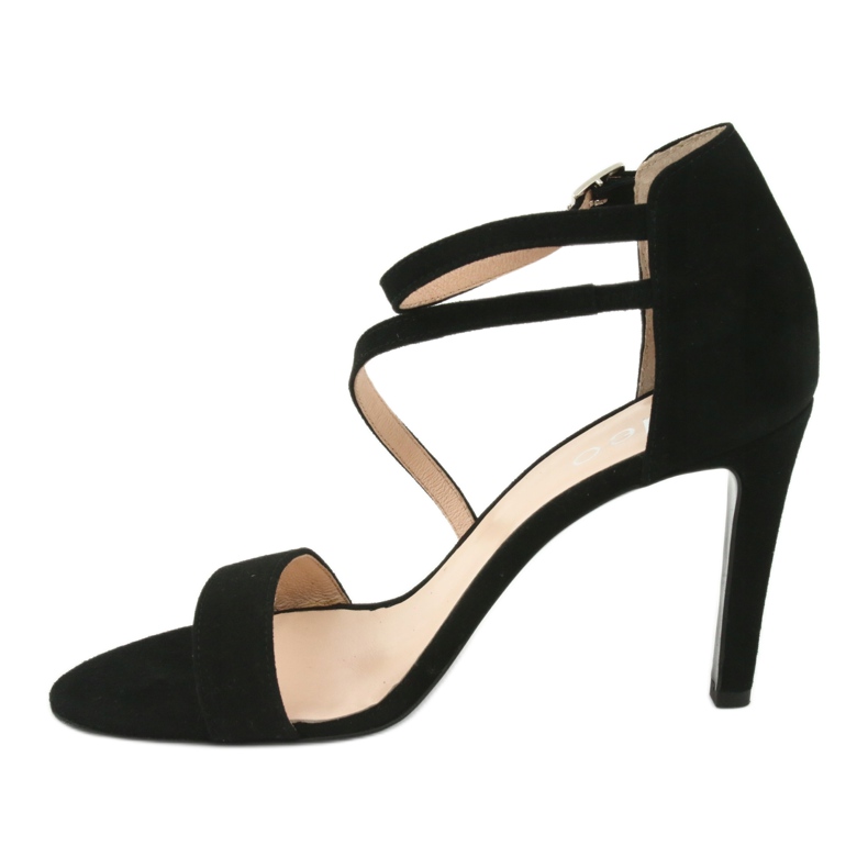 Sandálias de couro preto com salto alto Edeo 3344 2