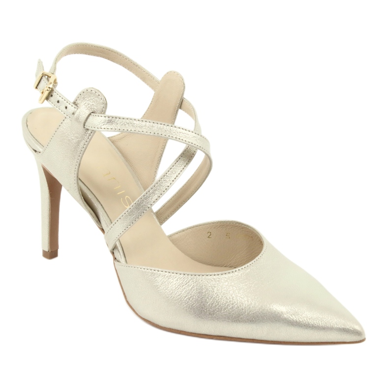 Anis Sandálias de couro feminino listras de platina de ouro 4771 dourado 1