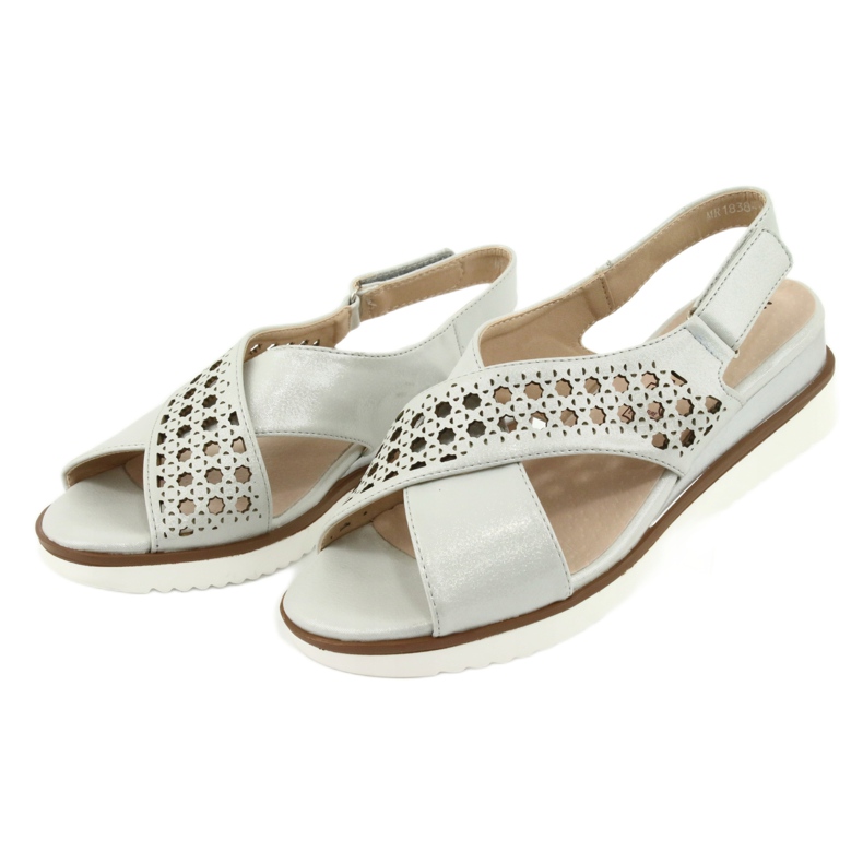 M.Daszyński Sandálias de prata em cunha Daszyński 1838 cinza 3
