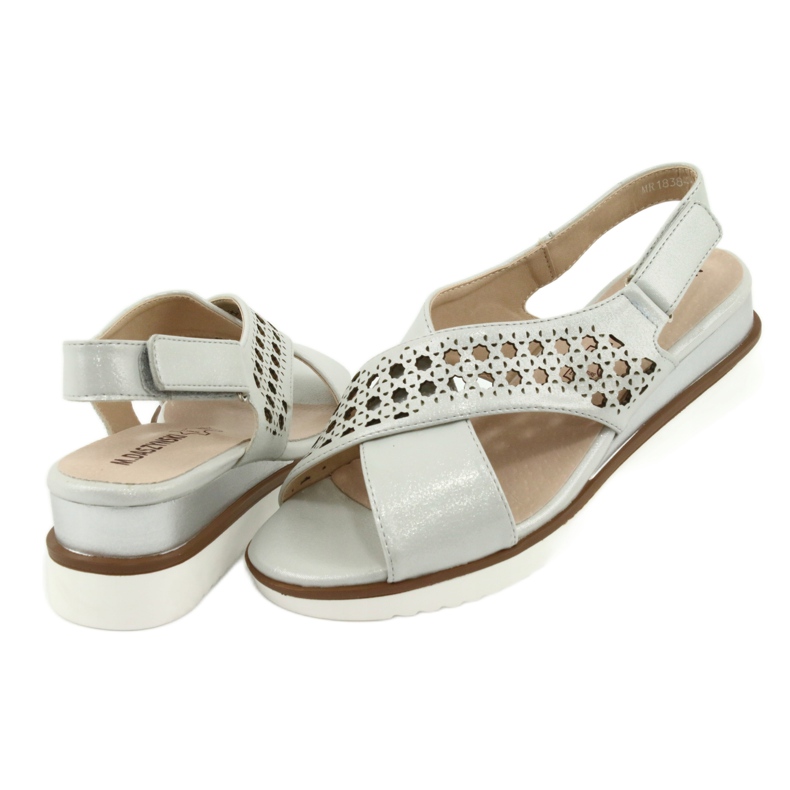 M.Daszyński Sandálias de prata em cunha Daszyński 1838 cinza 4