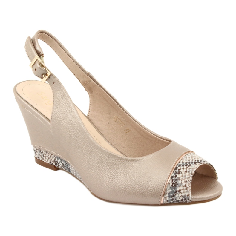 Sandália capuccino dourada Sergio Leone 777 bege marrom dourado 1