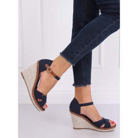 Sandálias de cunha R133P Azul azul marinho 1