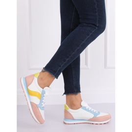 Sapatos esportivos multicoloridos BL191P Branco azul rosa amarelo 2