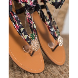 SHELOVET Sandálias Amarradas Com Abacaxi preto multicolorido 1